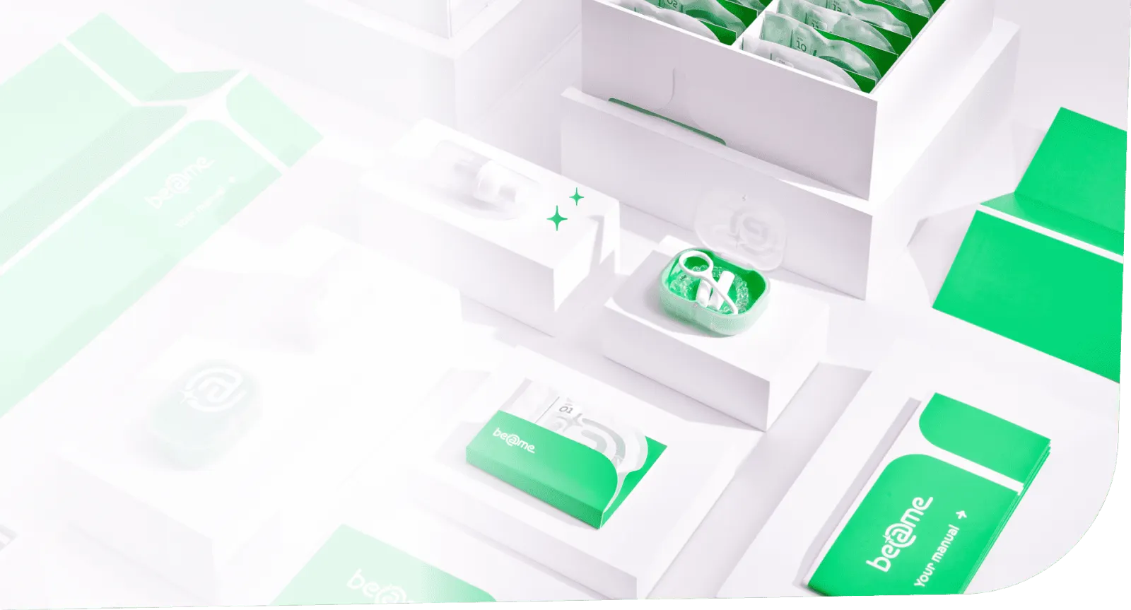 Beame clear aligner packaging and care materials