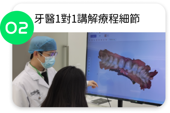 自有光牙醫會就 CT 掃描結果講解牙齒狀況，客人可了解後決定牙齒護理需求。