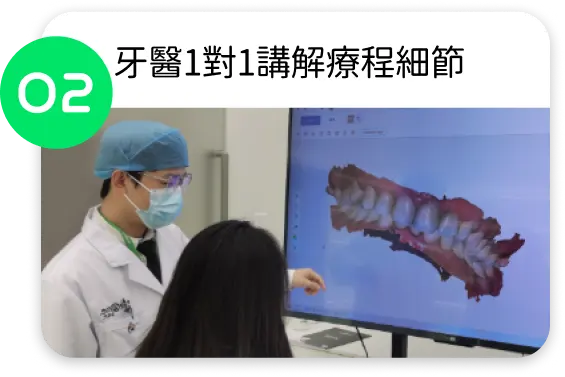 自有光牙醫會就 CT 掃描結果講解牙齒狀況，客人可了解後決定牙齒護理需求。